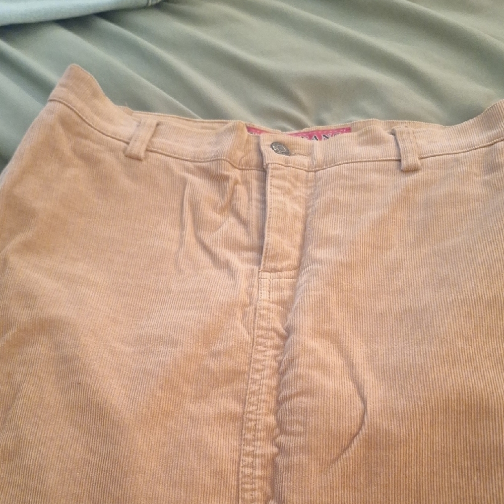 Tan Corduroy Skirt with Textured Fabric